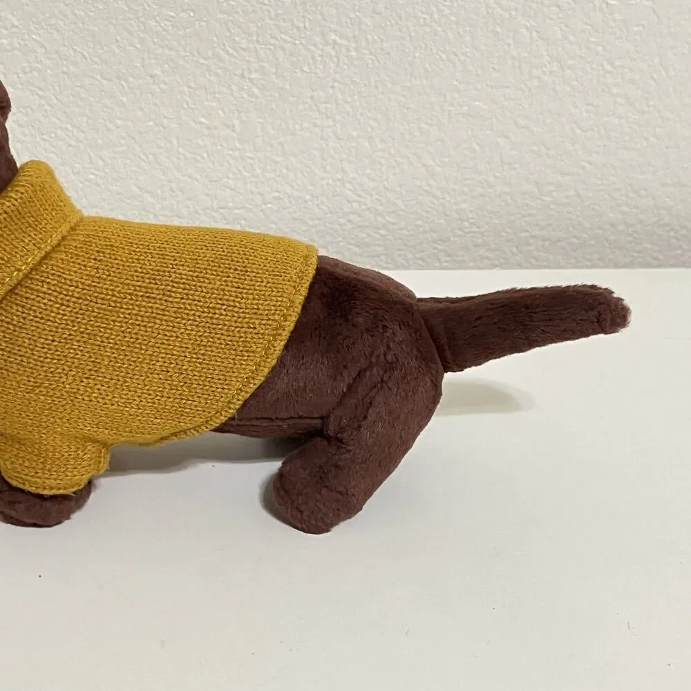 Jellycat Dachshund Yellow Sweater Sausage Dog Plush Stuffed Animal NO TUSH TAG